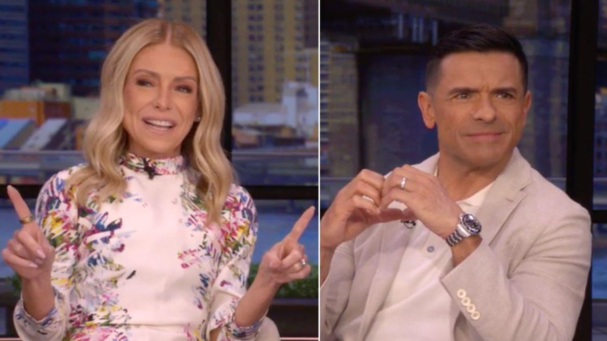 Split photo of Kelly Ripa and Mark Consuelos.