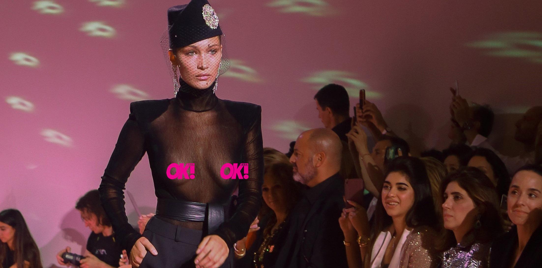 Bella Hadid walks in the Alexandre Vauthier fashion show in Paris