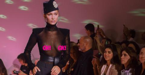 Bella Hadid walks in the Alexandre Vauthier fashion show in Paris