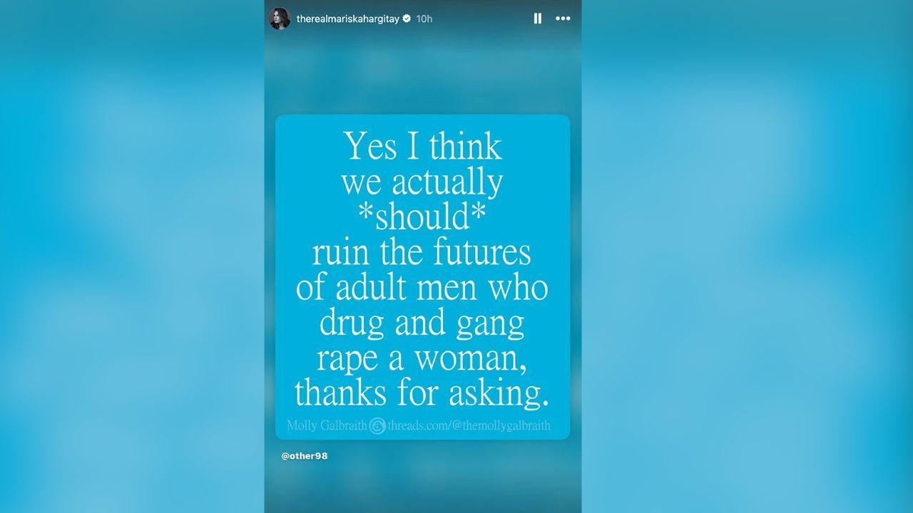 Screenshot from Mariska Hargitay's Instagram Stories