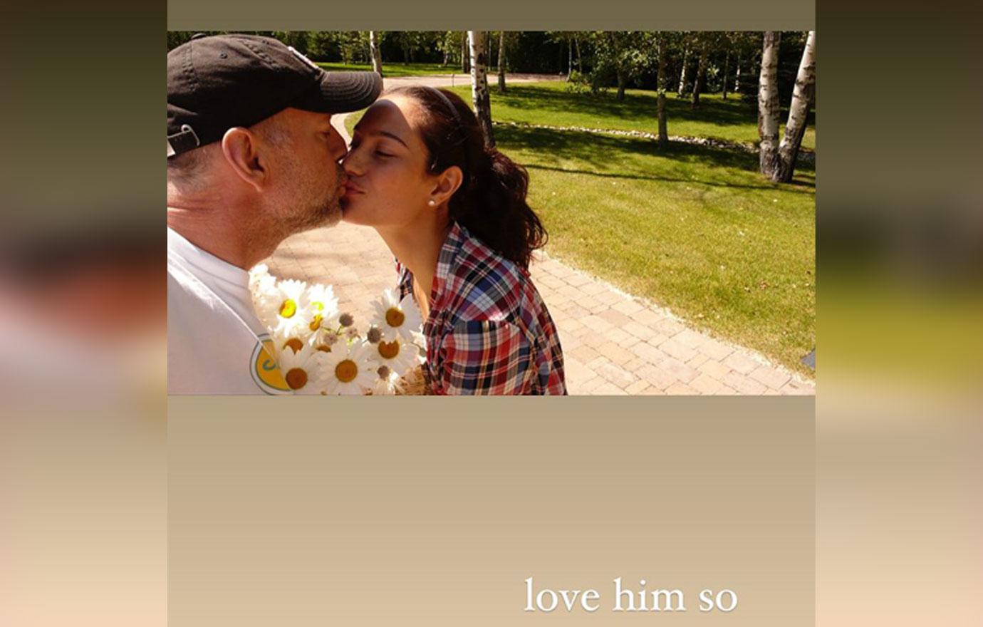 emma heming posts instagram story kissing husband bruce willis reminisce  magazine shoot