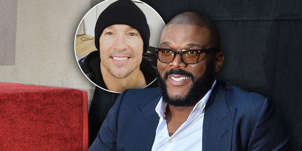 Tyler Perry with inset of Carl Lentz; Tyler Perry Paid $100K In Rent For Carl Lentz's Los Angeles Mansion