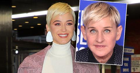 Blonde Katy Perry Defends Ellen Degeneres, Inset of Ellen Degeneres