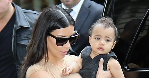 Kim Kardashian goes for a walk with her baby daughter North West