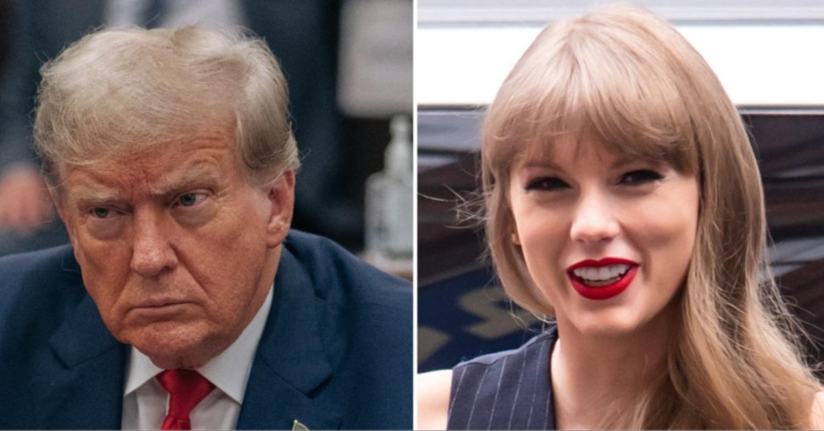 Split photo of Donald Trump and Taylor Swift.