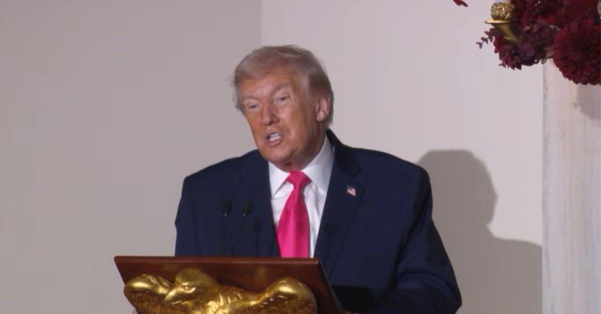 image of Donald Trump joked about his son Don Jr. at the White House Christmas Reception.