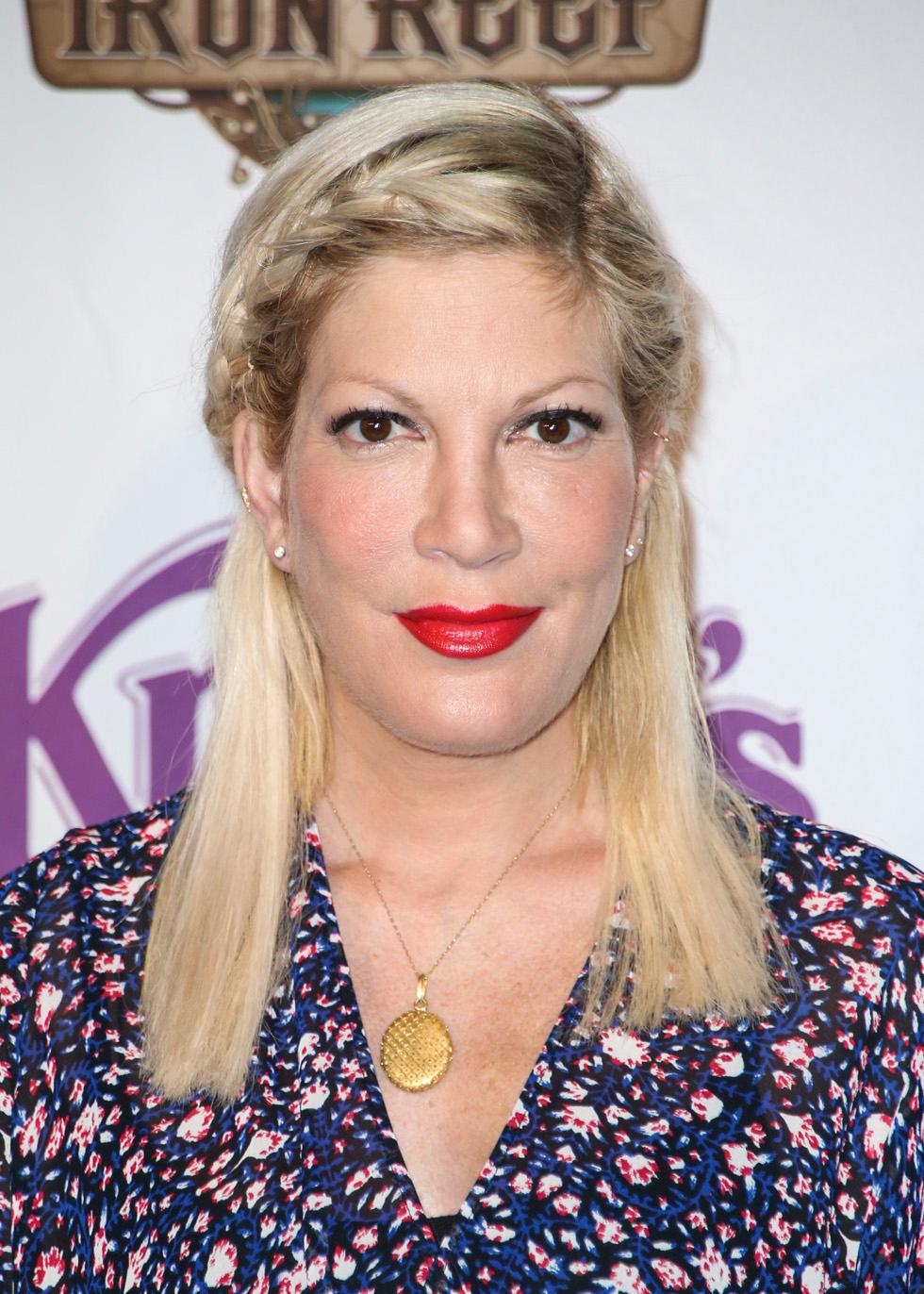 Tori Spelling arrives at Knott&#8217;s Berry Farm Celebrating The launch Of Their New Ride Voyage To The Iron Reef