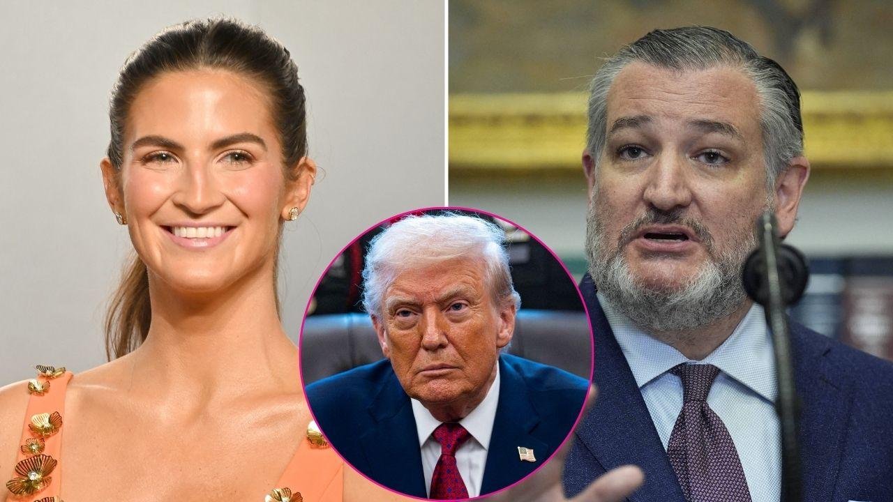 Composite photo of Kaitlan Collins, Ted Cruz, and Donald Trump.