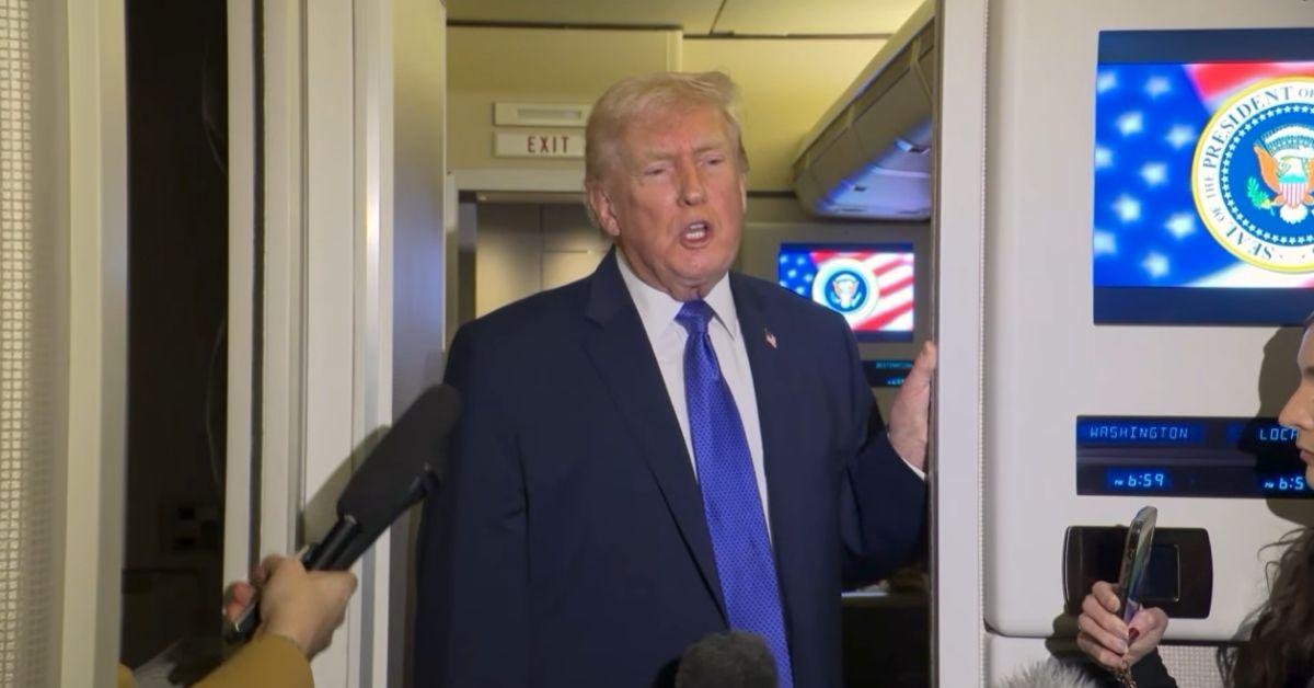 image of Donald Trump was asked about his Valentine’s Day plans while on Air Force One. 