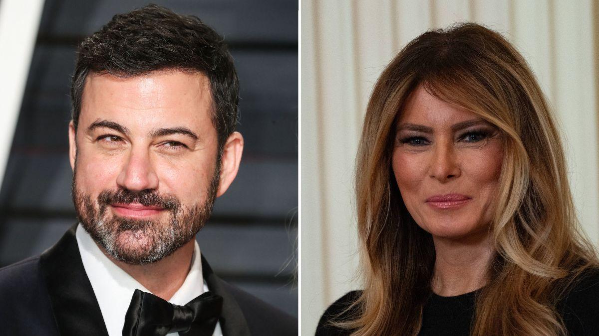 Composite photo of Jimmy Kimmel and Melania Trump.