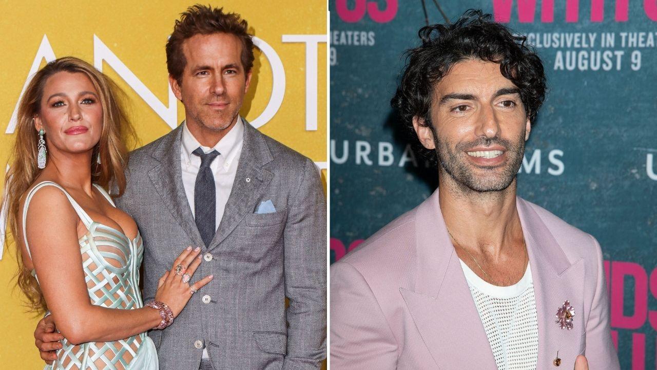 Split Photo of Blake Lively and Ryan Reynolds and Justin Baldoni