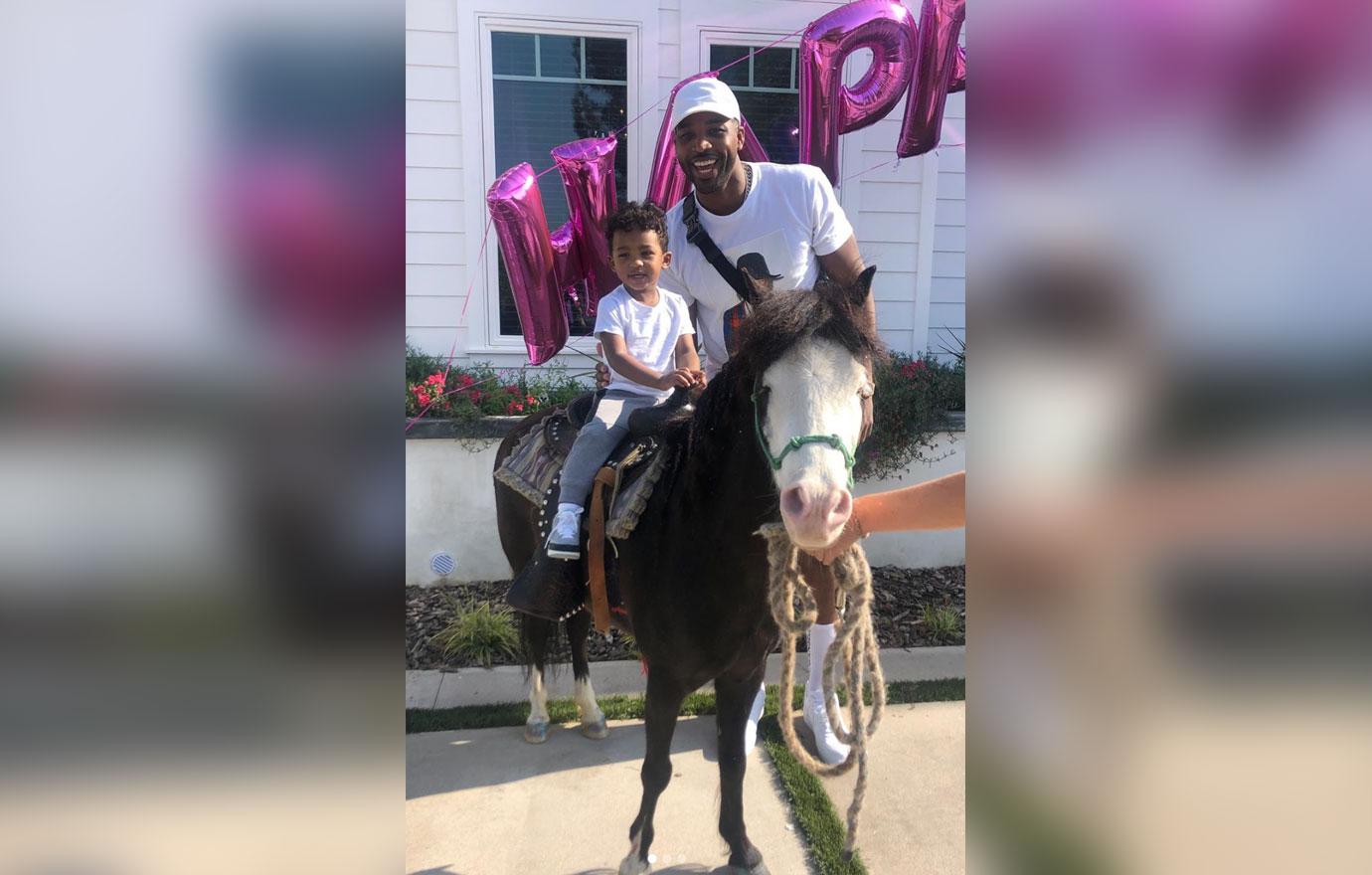 Tristan Thompson Poses With Son Prince