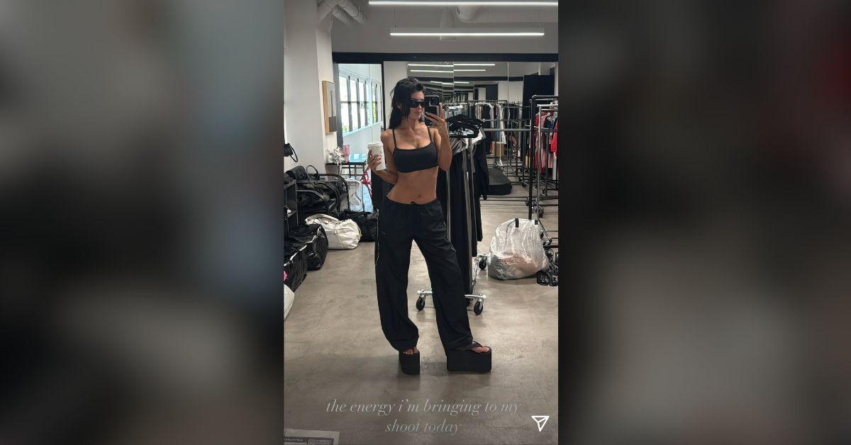 Image of Kylie Jenner rocked a cleavage-baring sports bra.