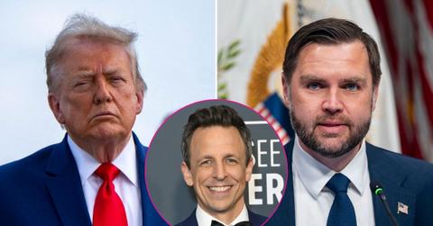 Composite photo of Donald Trump, JD Vance and Seth Meyers.