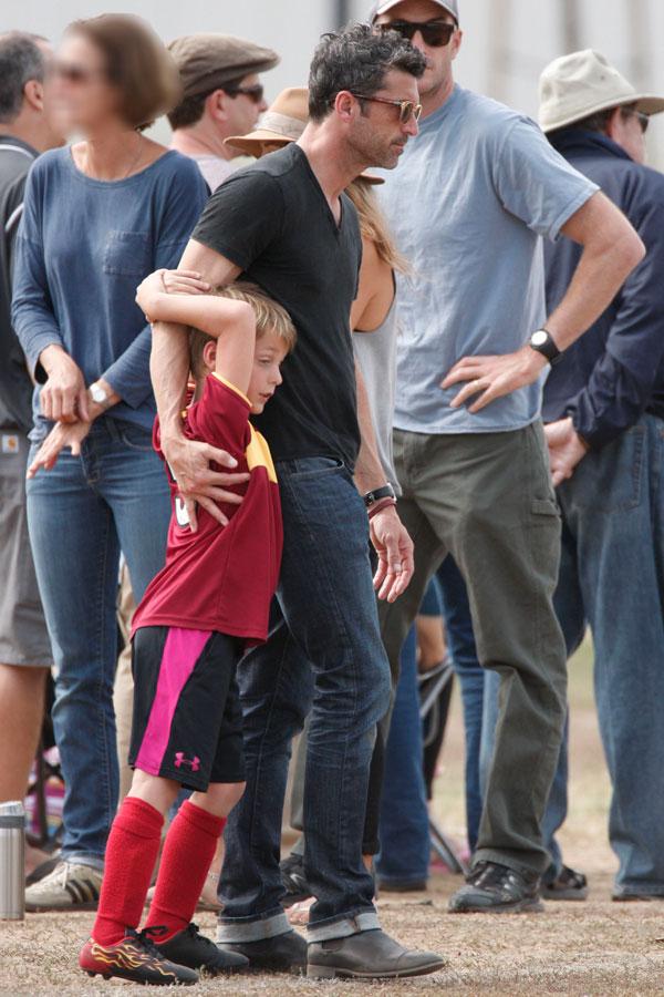 Patrick dempsey solemn watching son soccer game 01