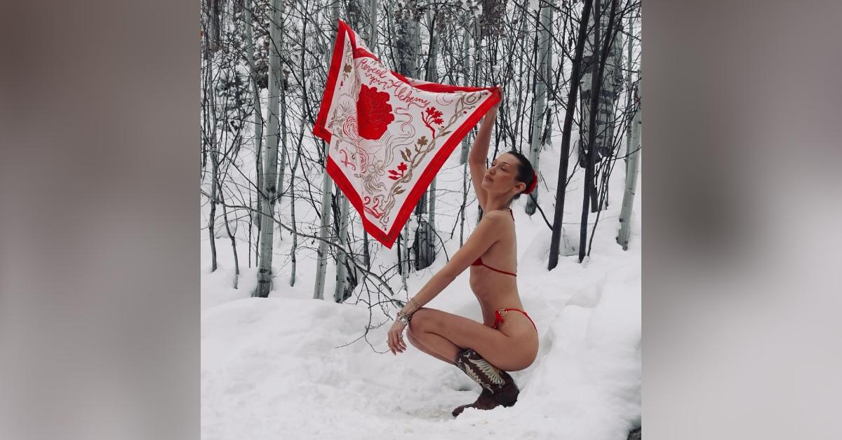 bella hadid bikini body snow photos