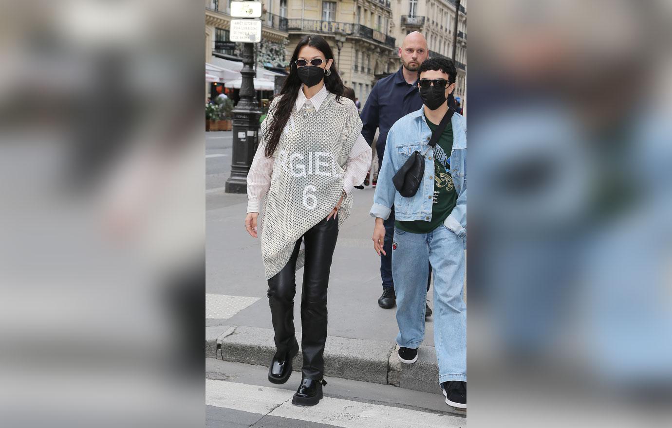 bella hadid on her way to restaurant in paris