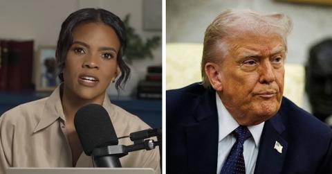split photo of candace owens and donald trump