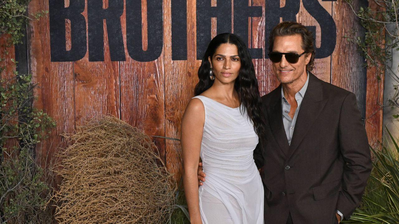 image of Matthew McConaughey with his Wife Camila Alves McConaughey at the Brothers Premiere