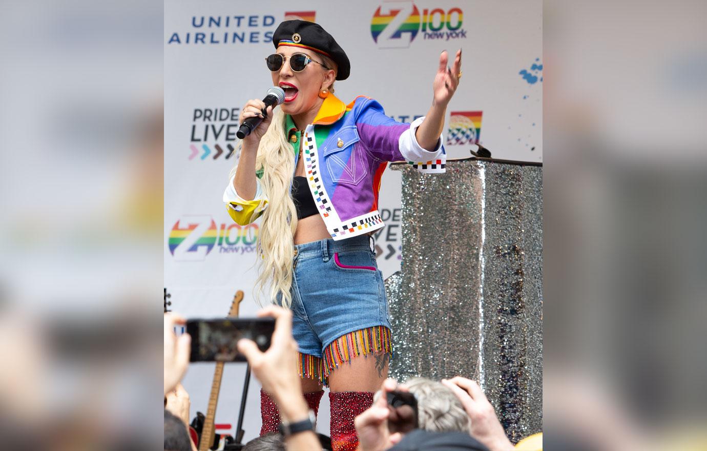 Lady Gaga Wears Rainbow Outfit For Speech On Stonewall Day