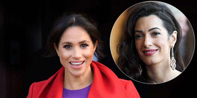 Meghan Markle In Red Coat Amal Clooney Inset