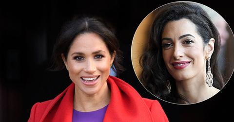 Meghan Markle In Red Coat Amal Clooney Inset