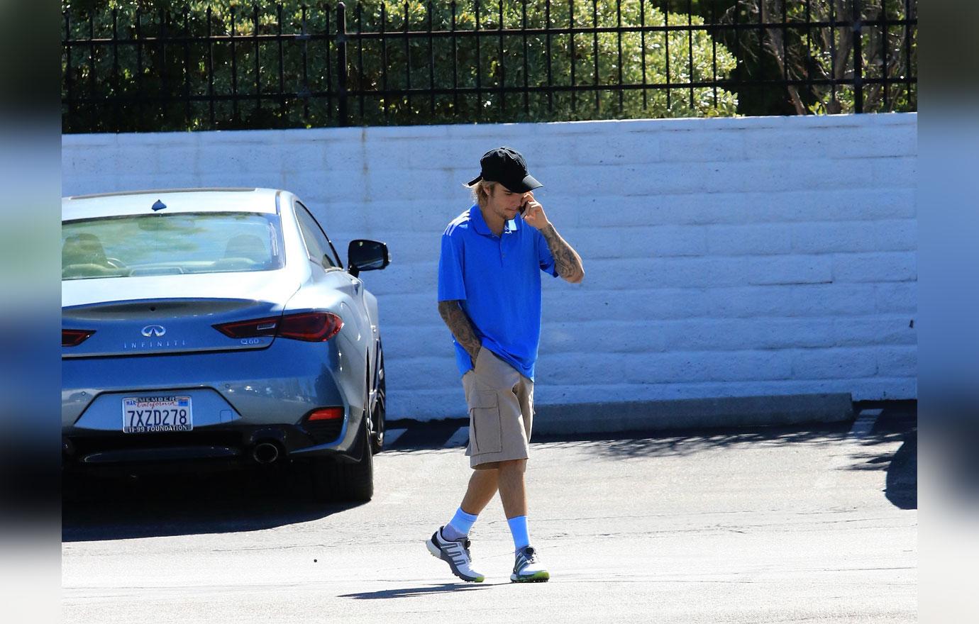 Justin Bieber seen leaving the golf course in Los Angeles