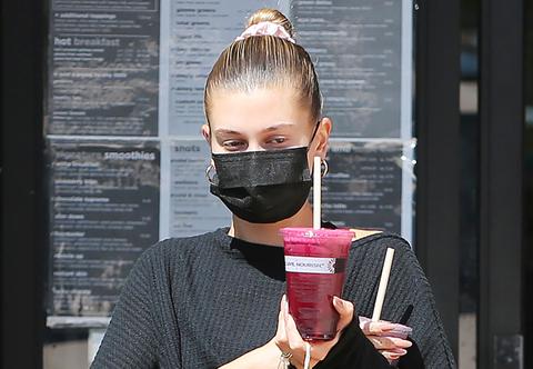 Celebs Out & About With Face Masks On: Hailey Bieber