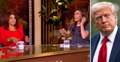 Photo of Ana Navarro and Alyssa Farah Griffin on 'The View' and photo of Donald Trump