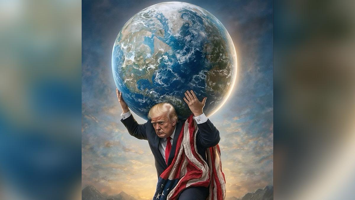 Photo of The POTUS also shard a photo of himself lifting up the planet.