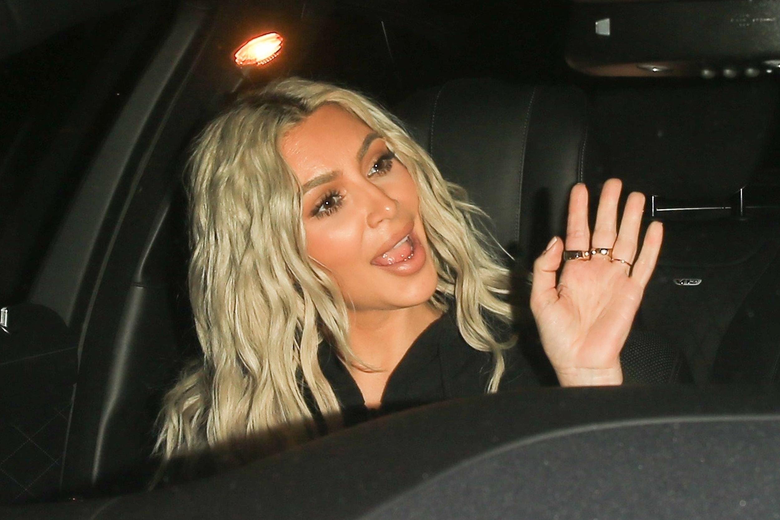 Blonde Kim Kardashian and Kanye West exit a night out at Craig&#8217;s