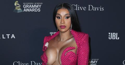 cardi b nearly nude pink sticker outfit up music video