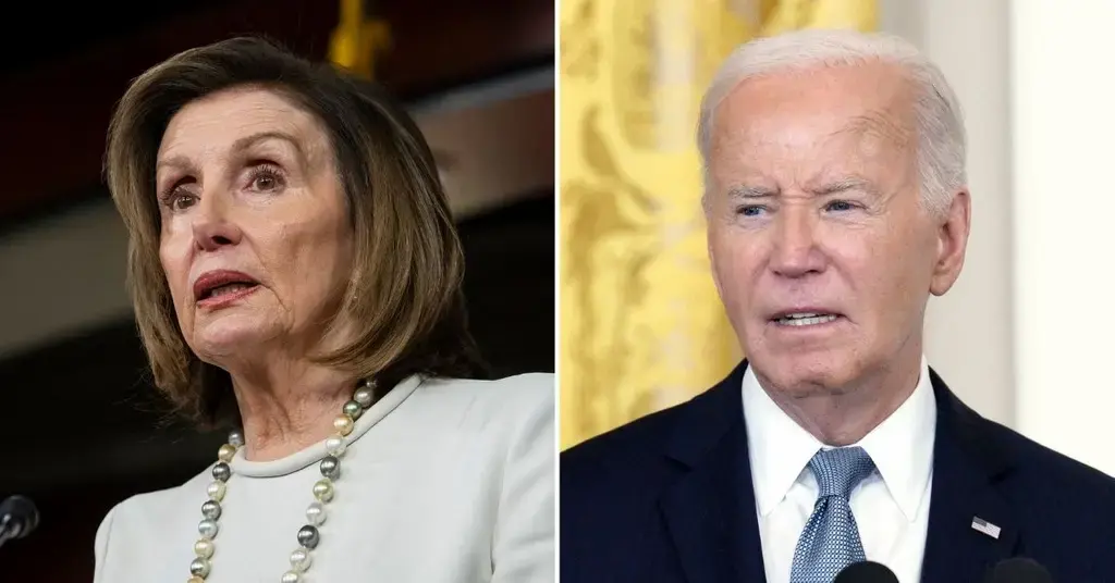 Composite photo of Nancy Pelosi and President Joe Biden