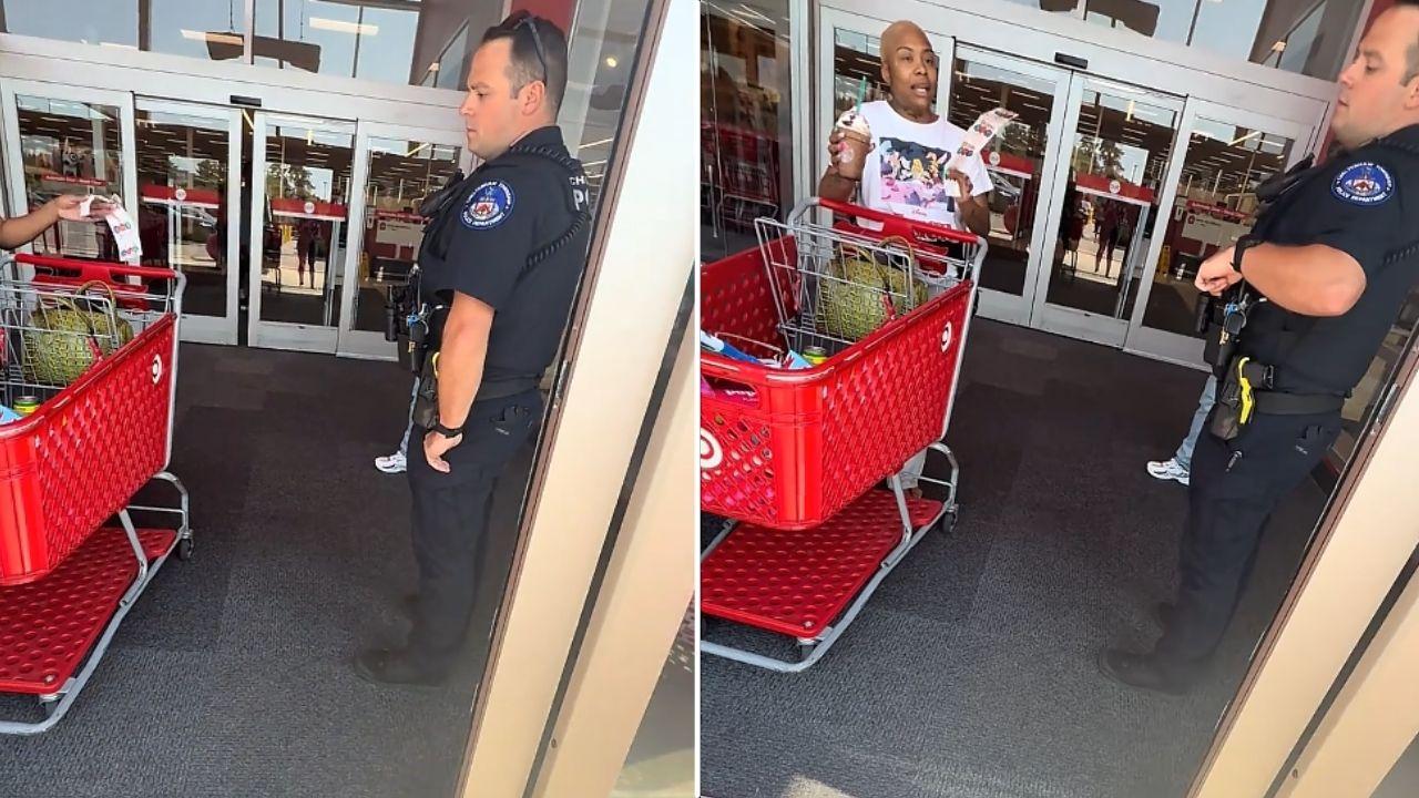 Image of the woman showed her receipt while disputing the alleged theft accusation at Target.
