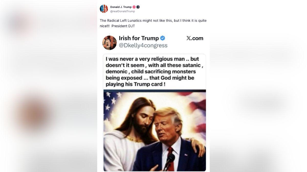 Image of An AI image of Jesus embracing Donald Trump sparked backlash.