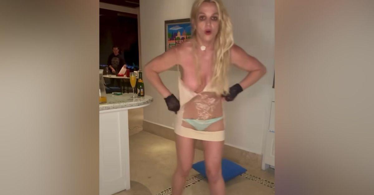 britney spears nearly slips out of see through nightgown scandalous