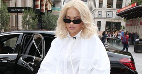 Rita ora goes pantless white shirt dress london pics