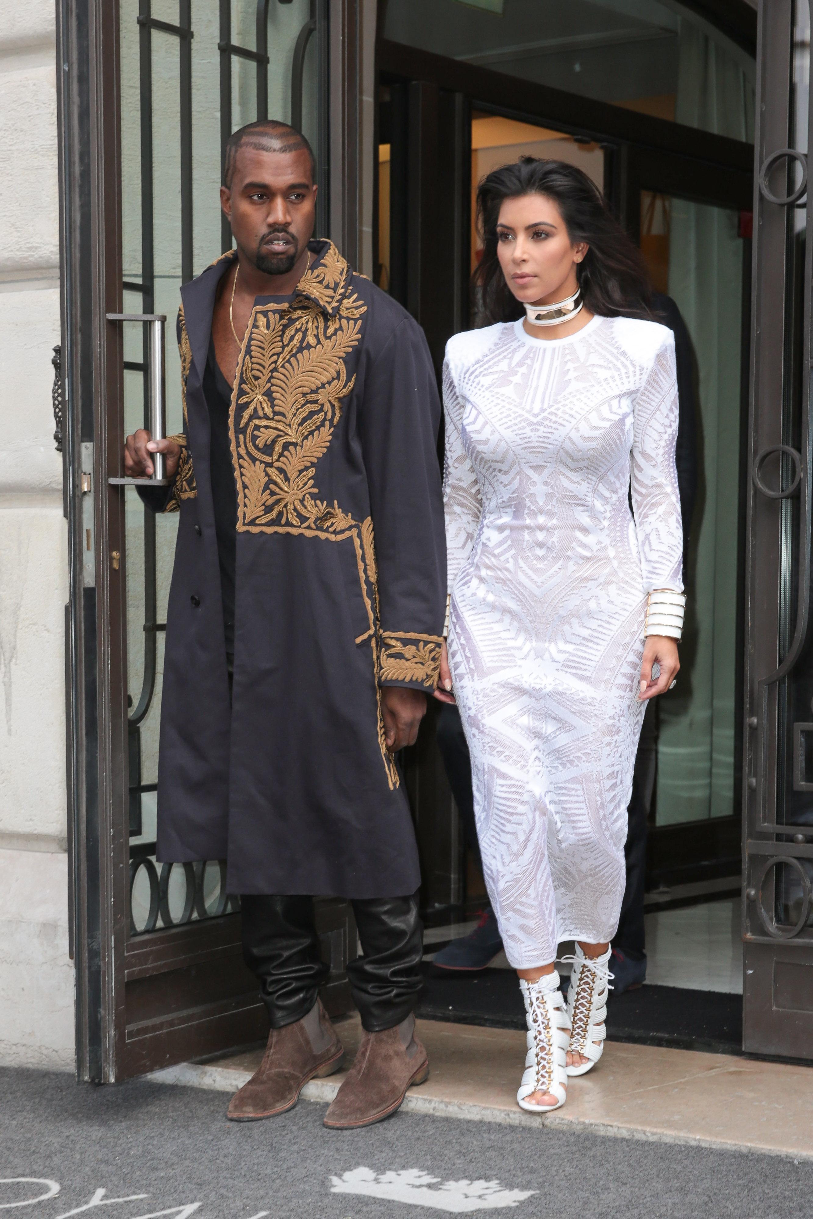 Kim Kardashian, Kanye West and Kris Jenner at Paris Fashion week