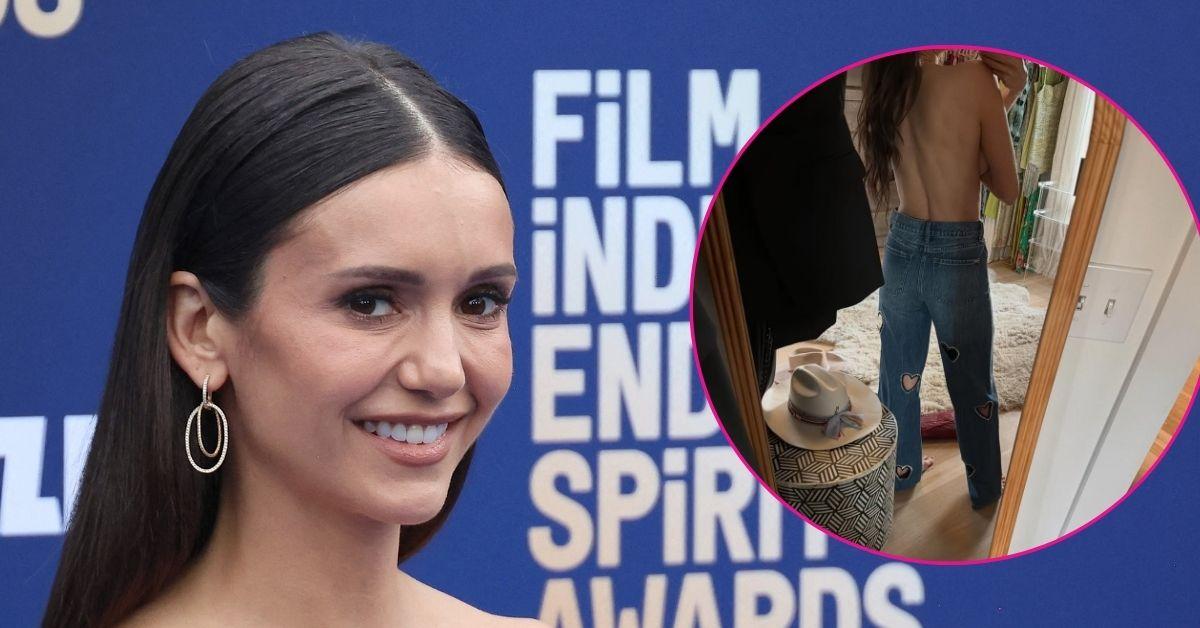 nina dobrev topless photo sultry look