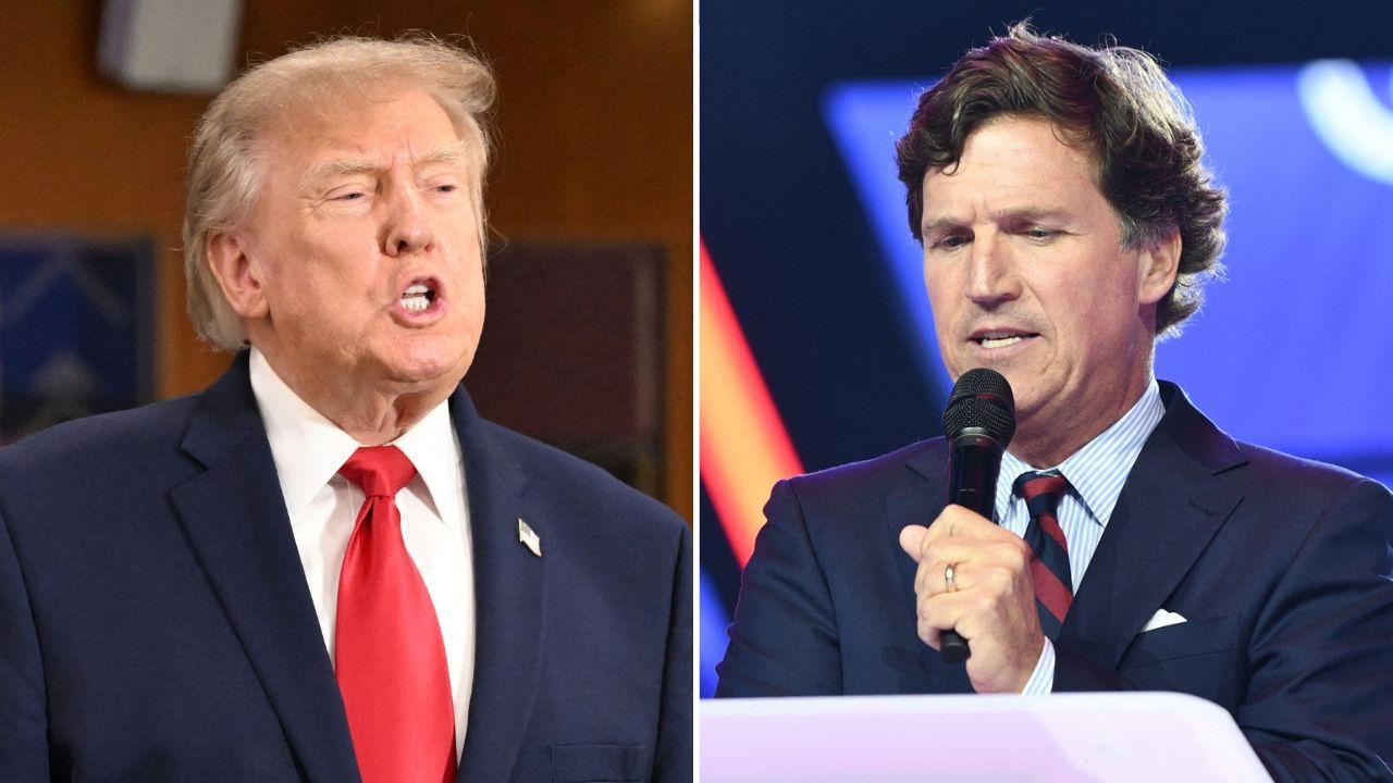 Split image of Donald Trump and Tucker Carlson