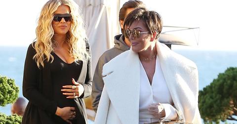 Khloe kardashian cradling baby bump