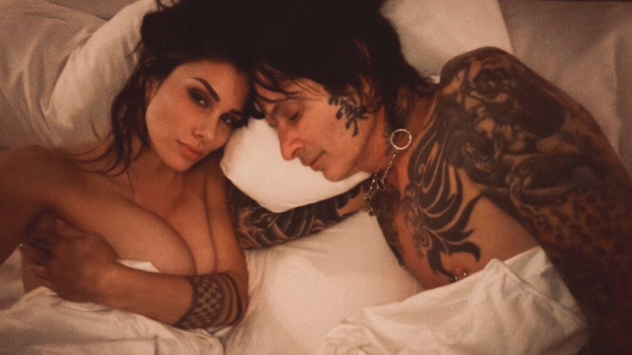 Image of Brittany Furlan was joined by her husband Tommy Lee, as she lay topless. 