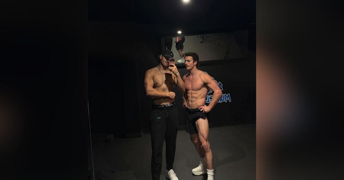 Image of Benson Boone bared his toned stomach at the gym.