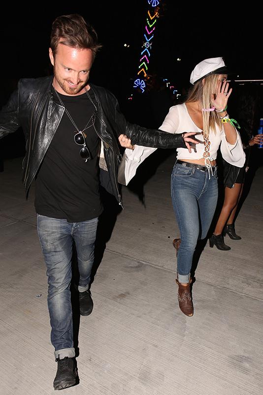 *EXCLUSIVE* Aaron Paul and his wife Lauren Parsekian head to the Neon Carnival