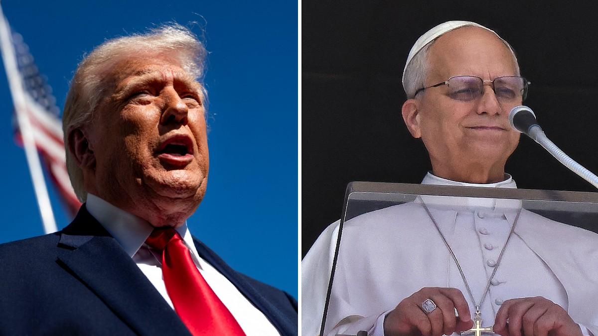 split of Donald Trump & Pope Leo. 