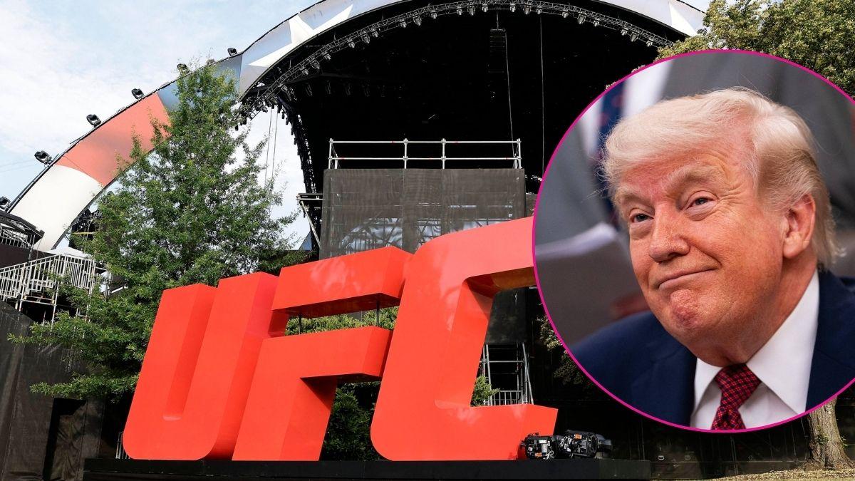 Composite photo of Donald Trump and UFC Arena at the White House.