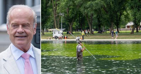 Composite photo of Kelsey Grammer and the Lincoln Memorial Reflecting Pool.