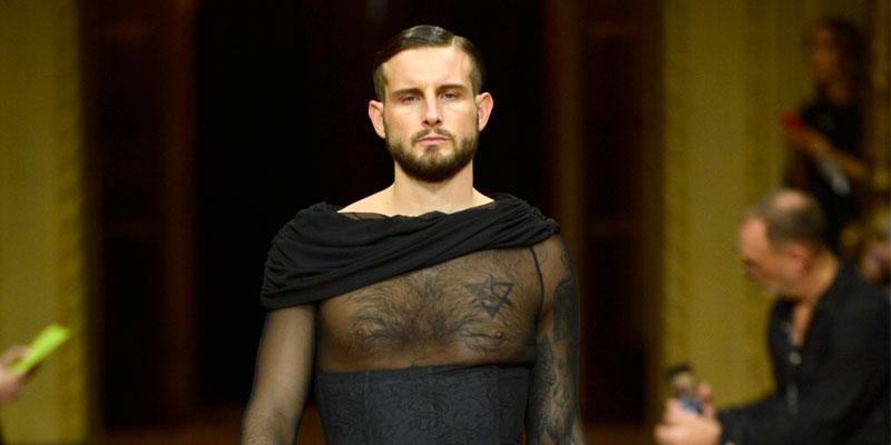 PICS Nico Tortorella Wears Sheer Dress And Corset On The NYFW Runway