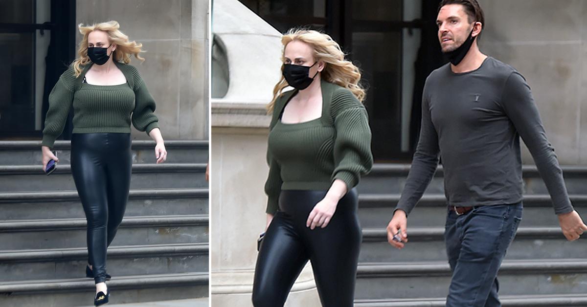 Rebel Wilson's Metallic Black Leggings While Hiking: Shows Off