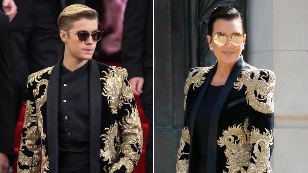 Who Wore It Better?! Kris Jenner Wears The Same Gold-Plated Blazer That Justin Bieber Wore To Met